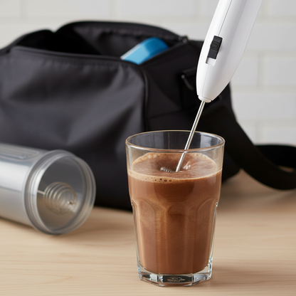 Frother mixing a protein shake