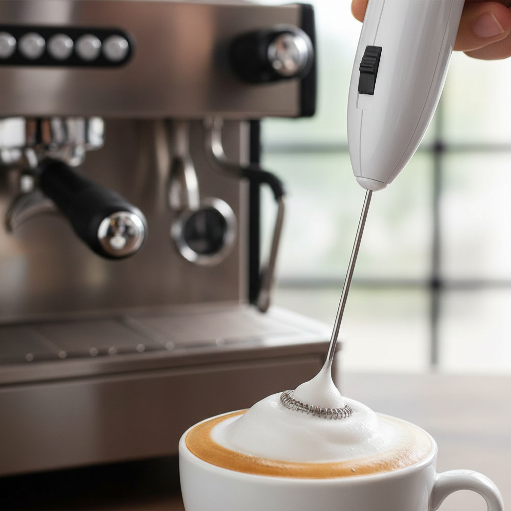 Frother frothing a cappuccino